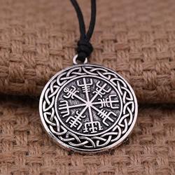 VASSAGO Vintage Norse Viking Vegvisir Compass Celtic Knot Pendant Talisman Necklace for Men Women
