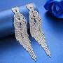 mecresh Silver Rhinestone Crystal Bridal Chandelier Long Tassels Dangle Earrings for Wedding