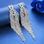 mecresh Silver Rhinestone Crystal Bridal Chandelier Long Tassels Dangle Earrings for Wedding mecresh Silver Rhinestone Crystal Bridal Chandelier Long Tassels Dangle Earrings for Wedding
