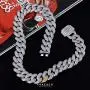 KRKC&CO 12mm/18mm/15mm Iced Cuban Link Chain for Men, 14k Gold Cuban Chain Necklace, Cuban Choker, Hip Hop Jewelry, Prong-Setting 5A CZ Stones, Durable Anti-Tarnish Urban Street-wear Everlasting Shine