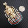 BLINGFACTORY Hip Hop Iced Lab Diamond Gold Plated Large Egyptian Pharaoh Pendant