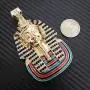 BLINGFACTORY Hip Hop Iced Lab Diamond Gold Plated Large Egyptian Pharaoh Pendant BLINGFACTORY Hip Hop Iced Lab Diamond Gold Plated Large Egyptian Pharaoh Pendant
