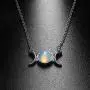 RUIZHEN Silver Triple Moon Goddess Symbol Opal Natural Stone Pendant Necklace RUIZHEN Silver Triple Moon Goddess Symbol Opal Natural Stone Pendant Necklace