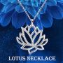 Aniu Silver Flower Necklace for Women, 925 Sterling Lotus Pendant, Best Jewelry Gifts for Mom/Wife/Grandma/Girlfriend (with Fine Gift Box)