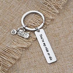 BAUNA Boyfriend Keychain You’re My Ride Or Die Key Rings Motorcycle Biker Gifts for Husband