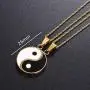 JUXINDA Yin and Yang necklace, personalized engraved stainless steel gold-plated puzzle pendant jewelry, suitable for couples necklaces with adjustable chains JUXINDA Yin and Yang necklace, personalized engraved stainless steel gold-plated puzzle pendant jewelry, suitable for couples necklaces with adjustable chains