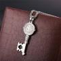 U7 Ward Off Evil Exorcism Jewelry Stainless Steel/Black / 18K Gold Plated Saint Benedict Medal Design Key Pendant Necklace