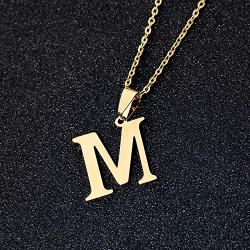Fashion Initial Letter Pendant Necklace Stainless Steel Gold Color Mens Womens Custom Capital Letter Name Necklace Personalized Jewelry Gift