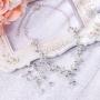 BriLove Womens Wedding Bridal Leaf Vine Floral Scroll Teardrop V-Necklace Dangle Earrings Set