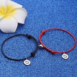 FAADBUK Magnetic Zodiac Bracelet Magnetic Zodiac Symbol Charm Bracelet Mutual Attraction Rope Braided Bracelet Gift for Couple Friend Wedding
