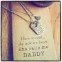 Quan Jewelry Father and Daughter Necklace Set, Dog Tag and Heart Charms Inspirational Gifts with Greeting Card