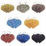 SKYFUN 9 Pairs Glitter Leather Earrings Hearts Valentines Day Faux Leather Earring Set for Women Girls Lightweight Heart Shaped Sequins Shining Earrings Jewelry