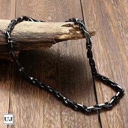 Urban Jewelry Stunning Mens Tungsten 22 Inches Black Toned Link Chain Necklace
