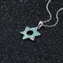 Lam Sence Sterling Silver Lovely Jewish Star of David and Blue Opal Pendant Necklace Gift for Mom