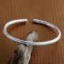 Merdia Womens 999 Solid Sterling Silver Flower Carved Bangle Cuff Bracelets 21g Weight for Wedding Gift