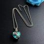 Urn Necklaces for Ashes Love Heart Blue Crystal Cremation Jewelry Keepsake Holder Memorial Necklace Pendant