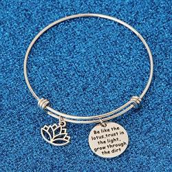 WUSUANED Lotus Flower Bracelet Be Like The Lotus Trust in The Light Grow Through The Dirt