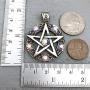Wicca Jewelry Celtic Pentagram Pentacle Star AB Crystal Gem Wiccan Pagan Witch Magic Healing Protection Amulet Pewter Mens Womens Pendant Necklace Charm for Men Women Silver Ball Chain