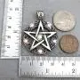Wicca Jewelry Celtic Pentagram Pentacle Star AB Crystal Gem Wiccan Pagan Witch Magic Healing Protection Amulet Pewter Mens Womens Pendant Necklace Charm for Men Women Silver Ball Chain