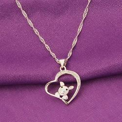 WUSUANED Delicate Hollow Heart Lovely Pig Pendant Necklace Pet Jewelry Pig Lover Gift