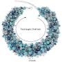 HAHA&TOTO Luxury Full Crystal Beaded Necklace for Women 2-Layers Knitting Fashion Statement Choker Necklace by Handmade Party Prom Jewelry 7 Colors
