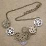 RechicGu Style A Watch Clock Clockwork Hand Gear Cog Steampunk Necklace Vintage Gold and Silver