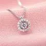 ZowBinBin Necklace Sterling Silver Dancing Cubic Zirconia Pendant Necklace Gifts for Women, Men and Girls