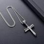 memorial jewelry Urn Necklace Athletes Cross Necklace Pendant Stainless Steel Baseball Bat Cross Necklace Cremation Jewelry