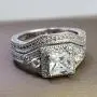 wedding ring set Two Rings His Hers Couples Matching Rings Womens 2pc White Gold Filled Square CZ Wedding Engagement Ring Bridal Sets & Mens Titanium Wedding Band wedding ring set Two Rings His Hers Couples Matching Rings Womens 2pc White Gold Filled Square CZ Wedding Engagement Ring Bridal Sets & Mens Titanium Wedding Band