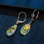 Swarovski Crystal Teardrop Leverback Dangle Earrings for Women Fashion 14K Gold Plated Hypoallergenic Jewelry