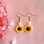 BELUCKIN Fashion Pearl Sunflower Dangle Earrings for Women Yellow Enamel Daisy Sun Flower Earring Jewelry Gift