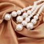 TULIP LY White Crystal Pendant Necklace Long Sweater Necklace Fashion Jewelry for Women Girls