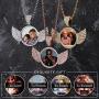 GUCY Personalized Custom Picture/Photo Pendant Necklace Women Men Iced Out Round Wings Heart Necklace Tennis Chain