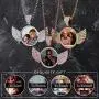 GUCY Personalized Custom Picture/Photo Pendant Necklace Women Men Iced Out Round Wings Heart Necklace Tennis Chain