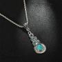 coadipress Ethnic Bohemian Tibetan Alloy Earrings and Necklace Set for Women Girls Vintage Water Teardrop Drop Blue Crystal Oval Turquoise Resin Boho Dangle Gift Jewelry