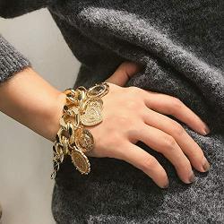 Denifery Gold Chain Bracelets Set for Women Adjustable Fashion Paperclip Link Italian Cuban Chunky Chain Bracelets Jewelry for Women Girls (Style 4)