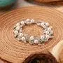 EVER FAITH Bridal Silver-Tone Simulated Pearl Flower Leaf Clear Austrian Crystal Bracelet EVER FAITH Bridal Silver-Tone Simulated Pearl Flower Leaf Clear Austrian Crystal Bracelet