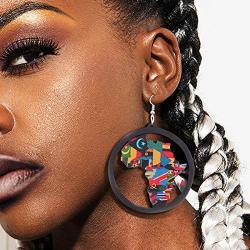 Melody Clover 8 Pair Wooden Round Earrings DIY Printing African Multicolor Geometric Personalized Earrings for Woman Fashion Jewelry