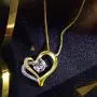 Heart Necklace - 5A Cubic Zirconia Layered Necklace 14k Yellow Gold and White Gold Plated - Heart Pendant Necklace - Jewelry Gifts Necklaces for women
