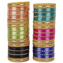 MUCH-MORE 6 Design Box Plain Bangles for Karva Chauth & Party Wear Optional Colours for Women & Girls