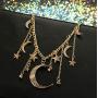 Jovono Gold Moon Star Tassels Necklace Crescent Moon Necklace Jewelry Chain for Women and Girls