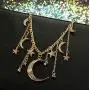 Jovono Gold Moon Star Tassels Necklace Crescent Moon Necklace Jewelry Chain for Women and Girls