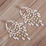 Big Size Long White Teardrop Bead Simulated Pearl Dangle Earrings for Women Gold Color Metal Statement Drop Earrings