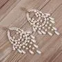 Big Size Long White Teardrop Bead Simulated Pearl Dangle Earrings for Women Gold Color Metal Statement Drop Earrings