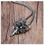 Xusamss Punk Titanium Steel Wing Dragon Crystal Pendant Sword Necklace,24inches Link Chain