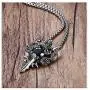 Xusamss Punk Titanium Steel Wing Dragon Crystal Pendant Sword Necklace,24inches Link Chain Xusamss Punk Titanium Steel Wing Dragon Crystal Pendant Sword Necklace,24inches Link Chain