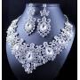 STUNNING CLEAR AUSTRIAN RHINESTONE CRYSTAL NECKLACE EARRINGS SET N12187 SILVER