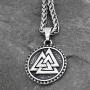 GuoShuang Nordic Viking Valknut Amulet Stainless steel Pendant Necklace for man and women -With Valknut Rune Gift Bag