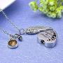 Heart Urn Necklace for Ashes Memorial Cremation Jewelry for Ashes Charm Angel Wing with 12 Birthstone -Your Wings were Ready My Heart was Not