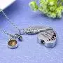 Heart Urn Necklace for Ashes Memorial Cremation Jewelry for Ashes Charm Angel Wing with 12 Birthstone -Your Wings were Ready My Heart was Not